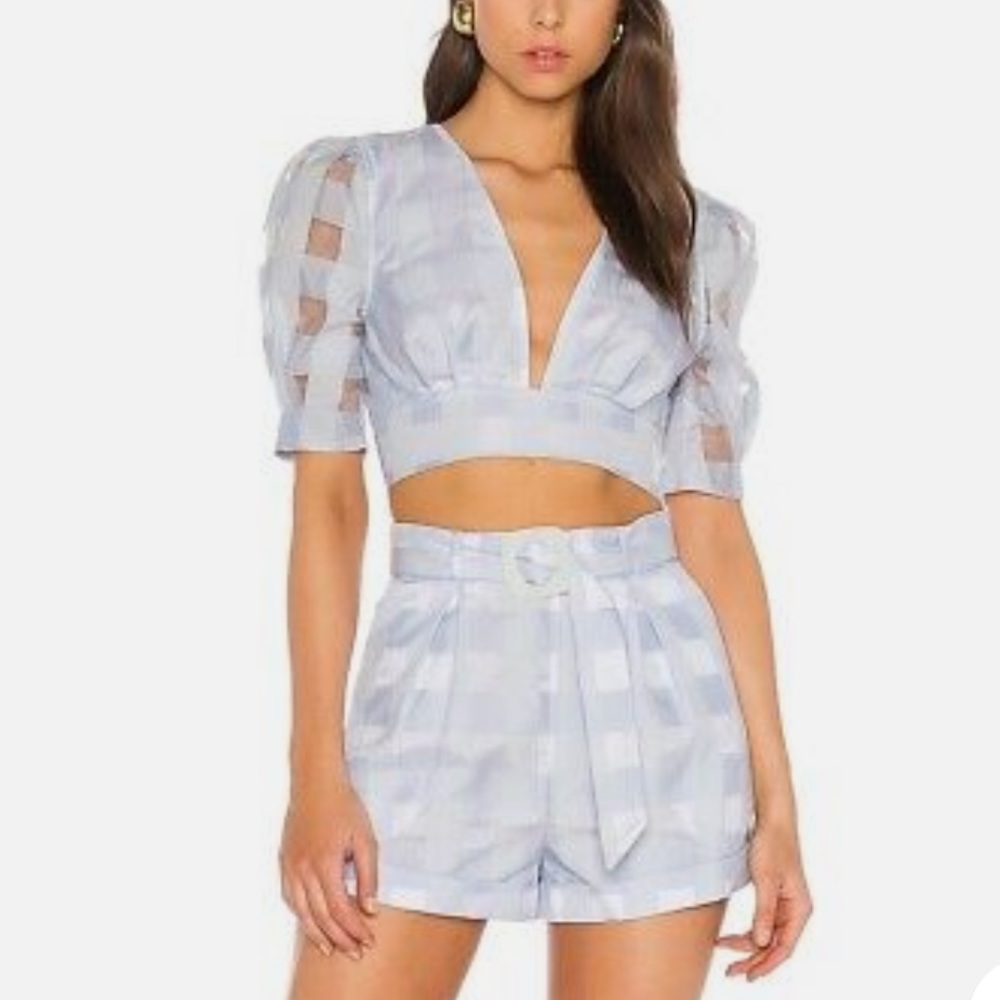 Song of Style Rex Top in Small and Blue Bonnet shorts in XS Two Piece